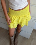 Jupe short brodée FLORE jaune