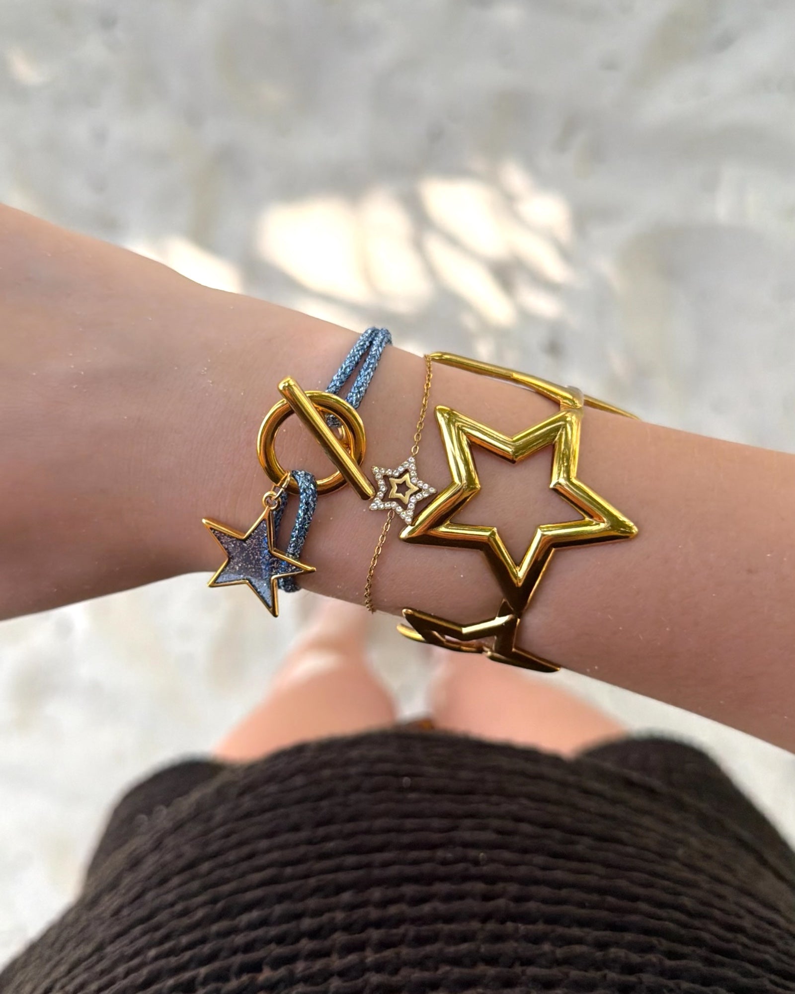 Bracelet LEONA bleu cordon pailleté