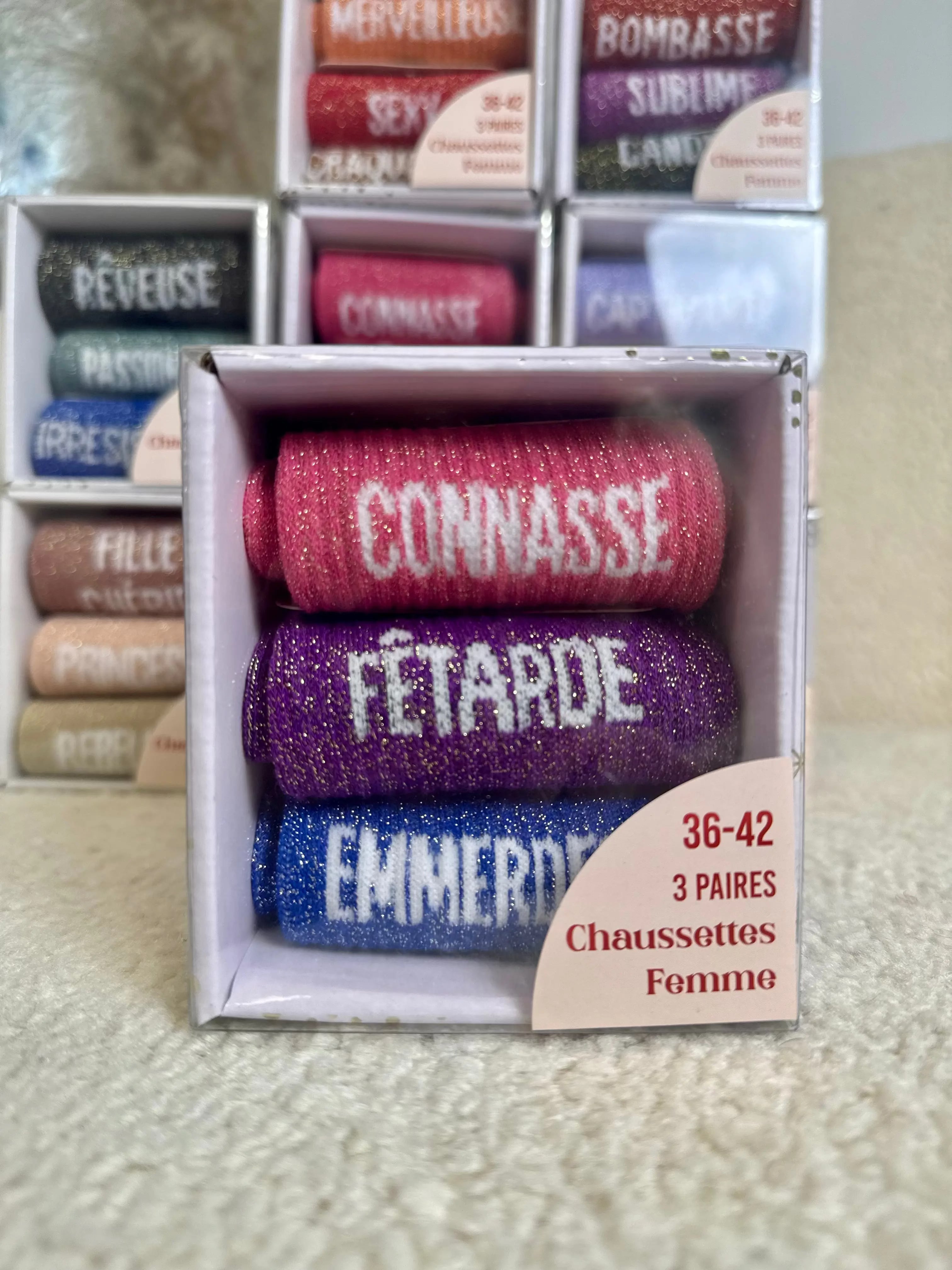 Box chaussettes paillettes fêtarde