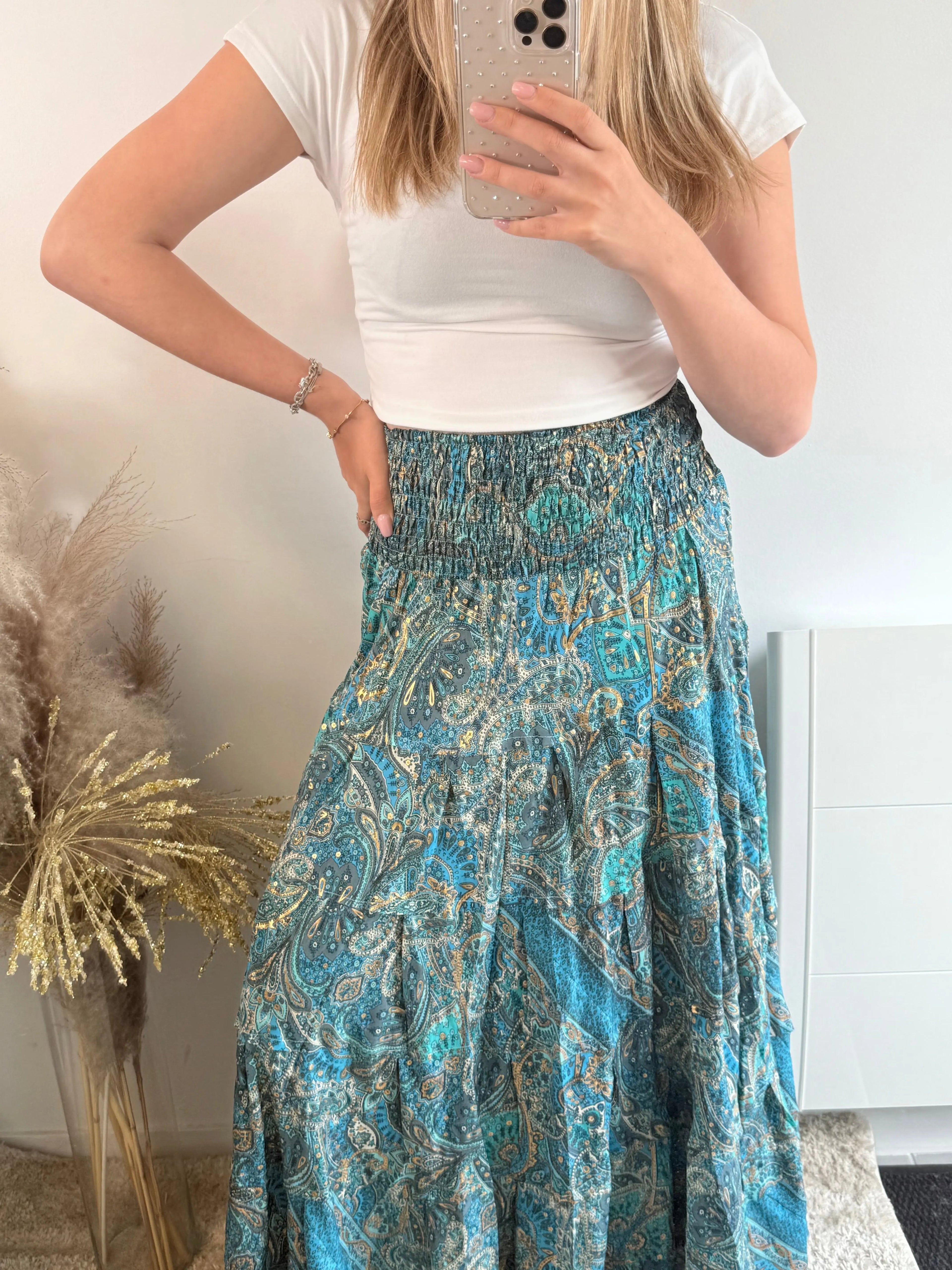 Jupe bohème Sara bleu claire