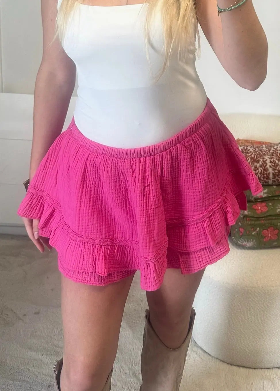 Jupe short Lou Fushia