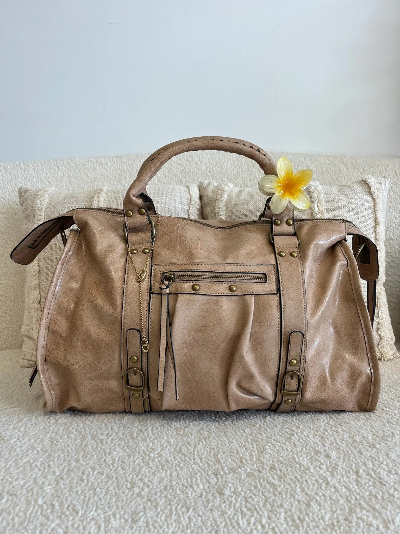 Sac Elsa XXL brillant taupe