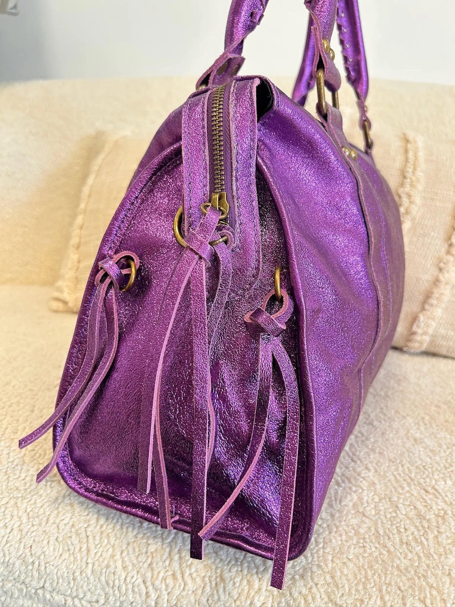 Sac Mila cuir violet XXL
