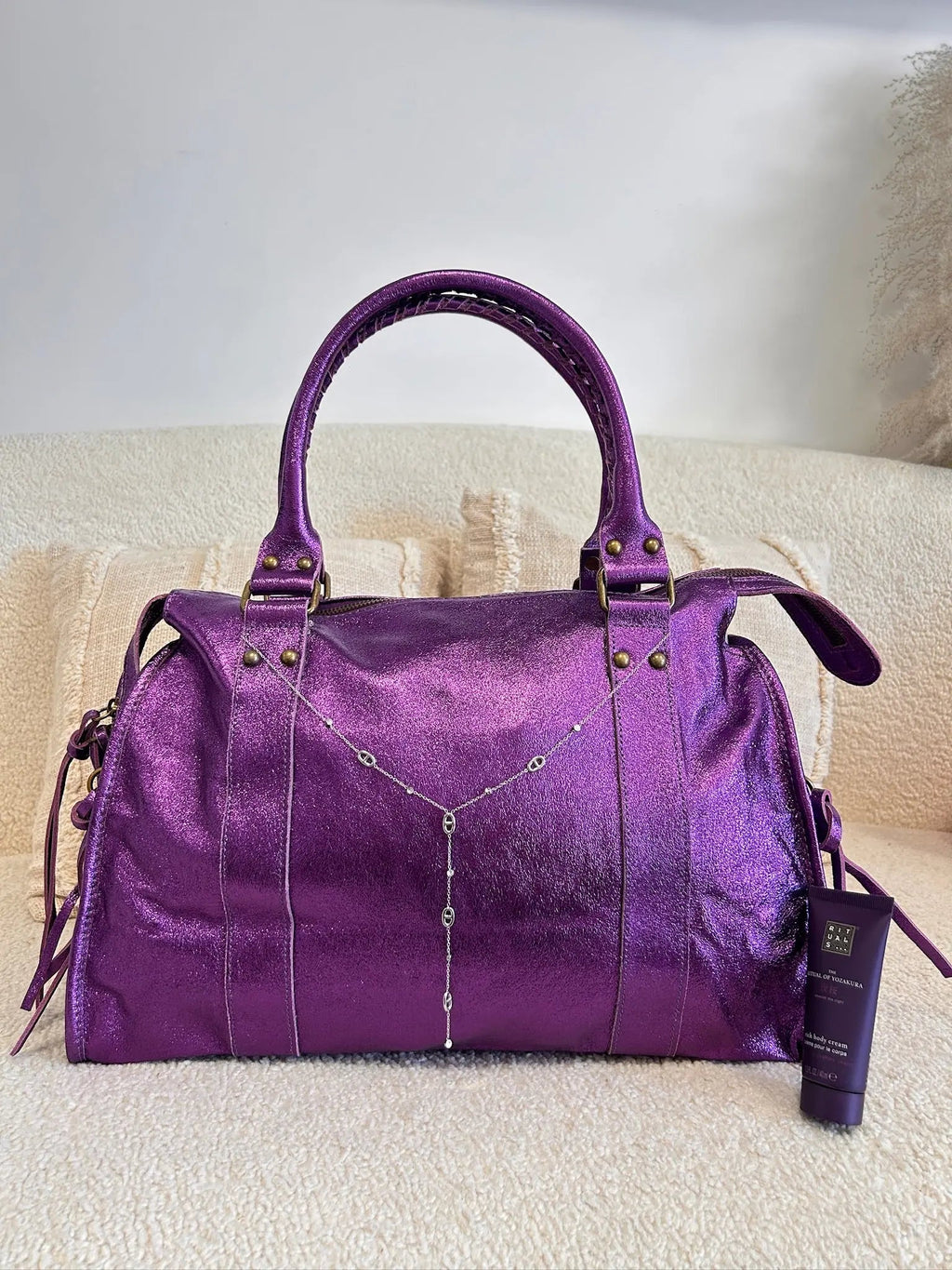 Sac Mila cuir violet XXL
