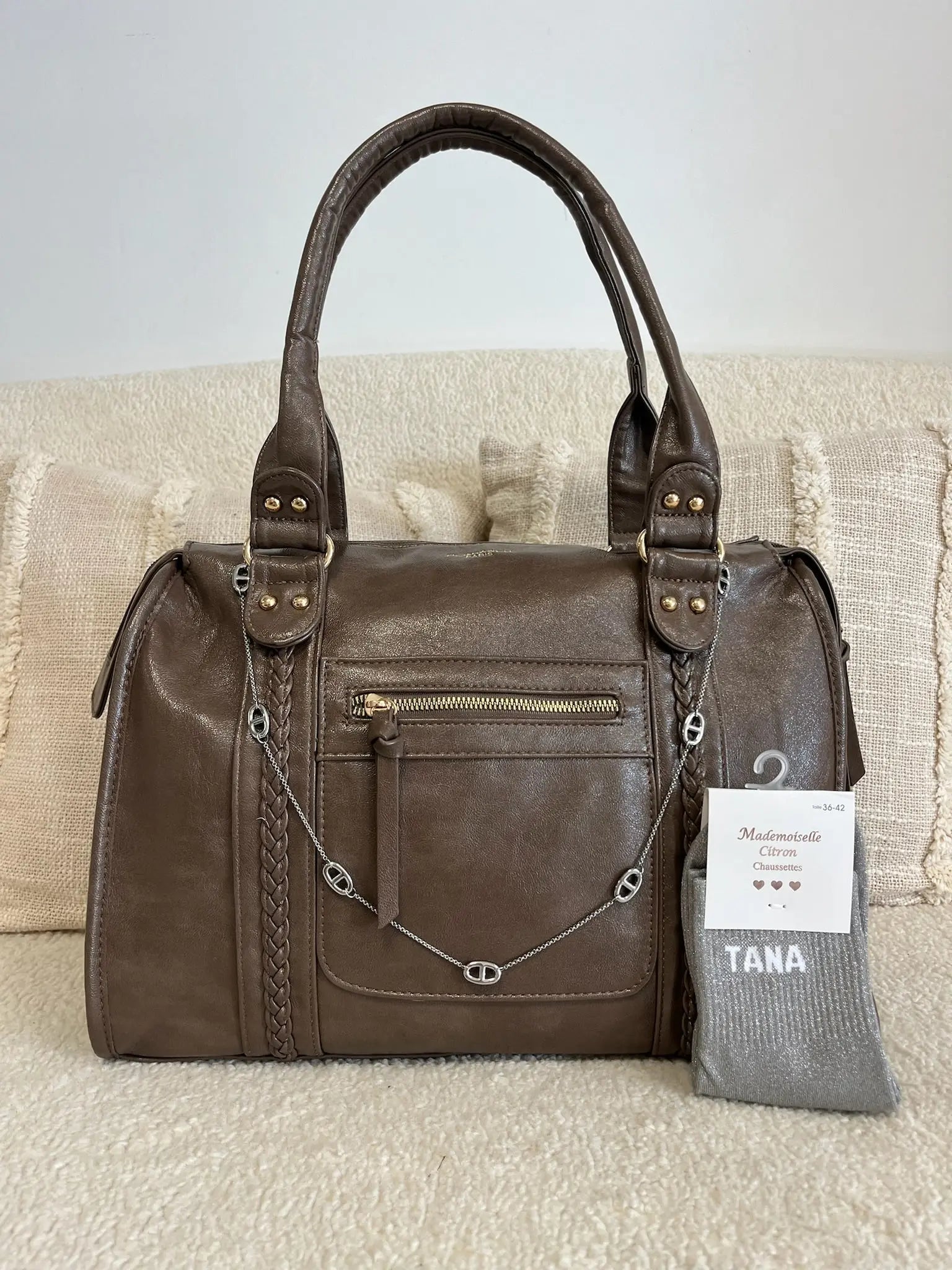 Sac Nina brillant taupe