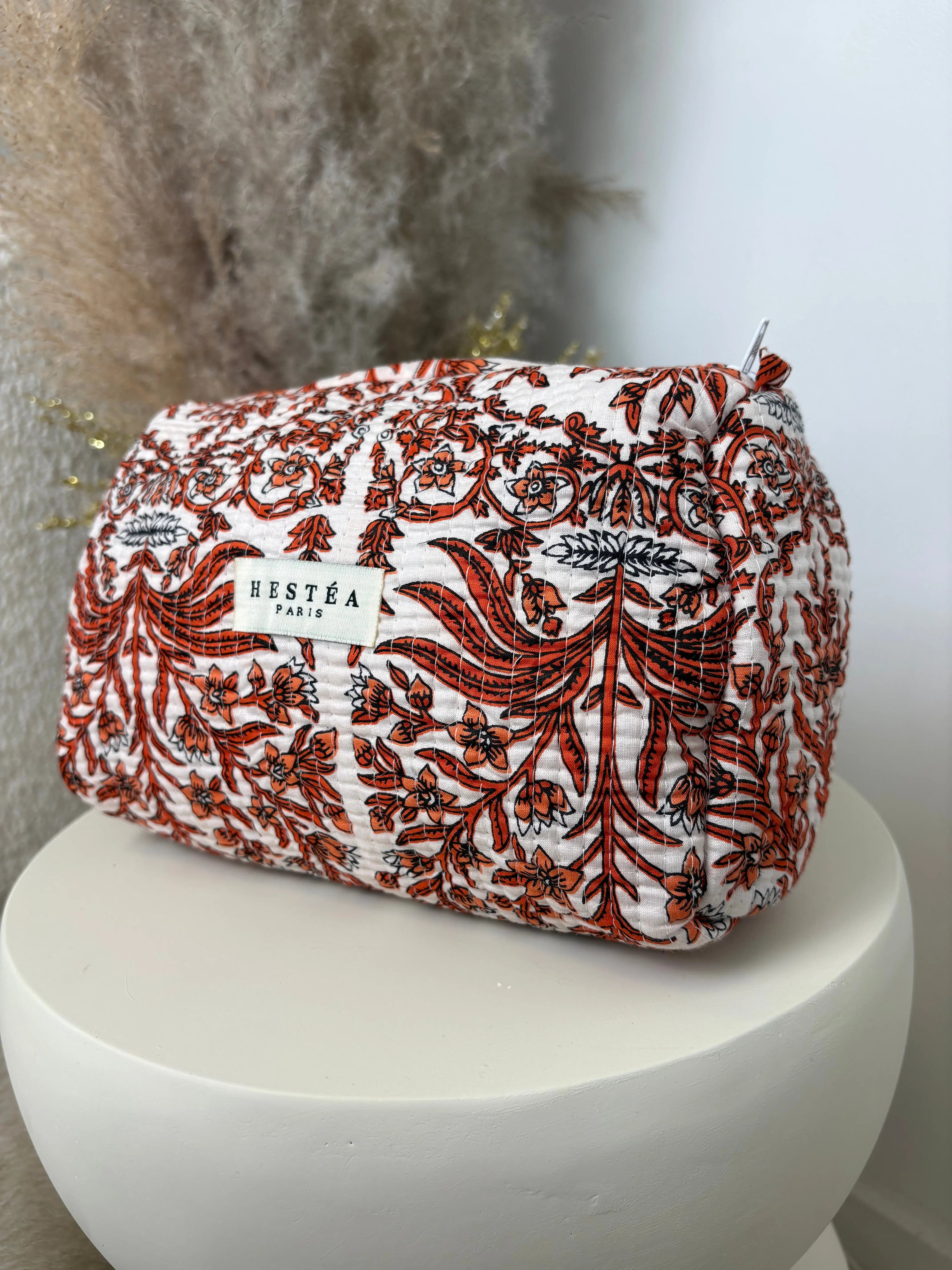 Trousse bohème Alba orange et blanche
